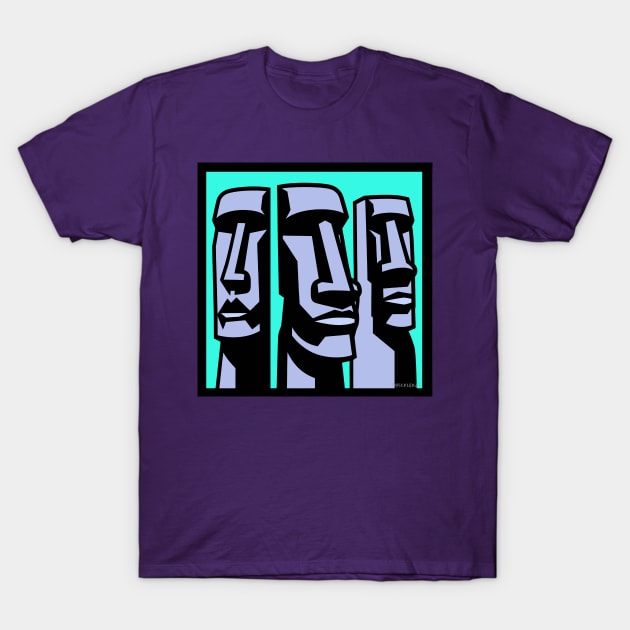 Easter Island Heads - Pop Art T-Shirt by Sketchy